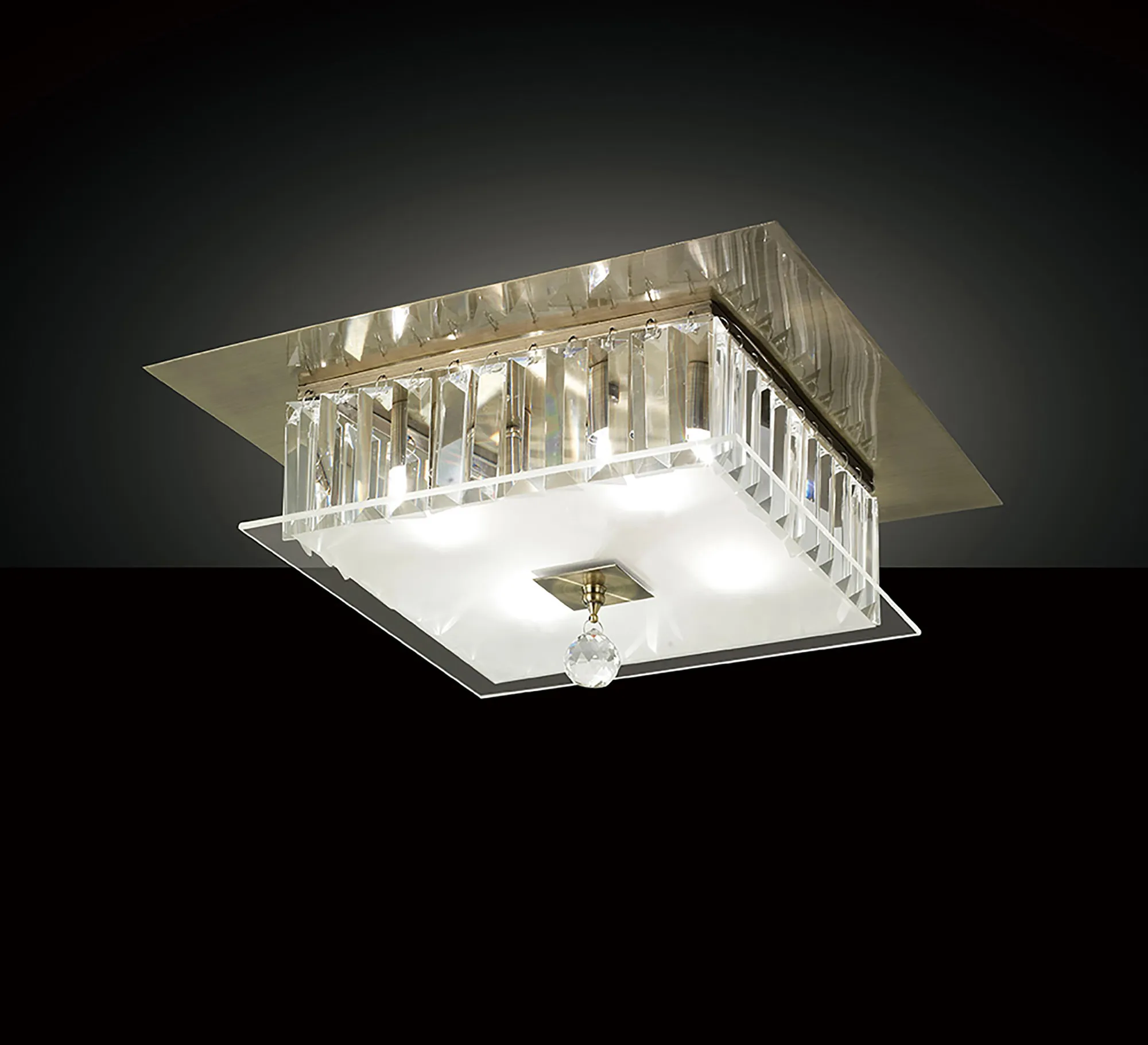 Tosca Crystal Ceiling Lights Diyas Ringed & Square Crystal Fittings